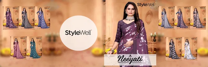 Neeyati By Stylewell Satin Georgette Designer Sarees Wholesale In India